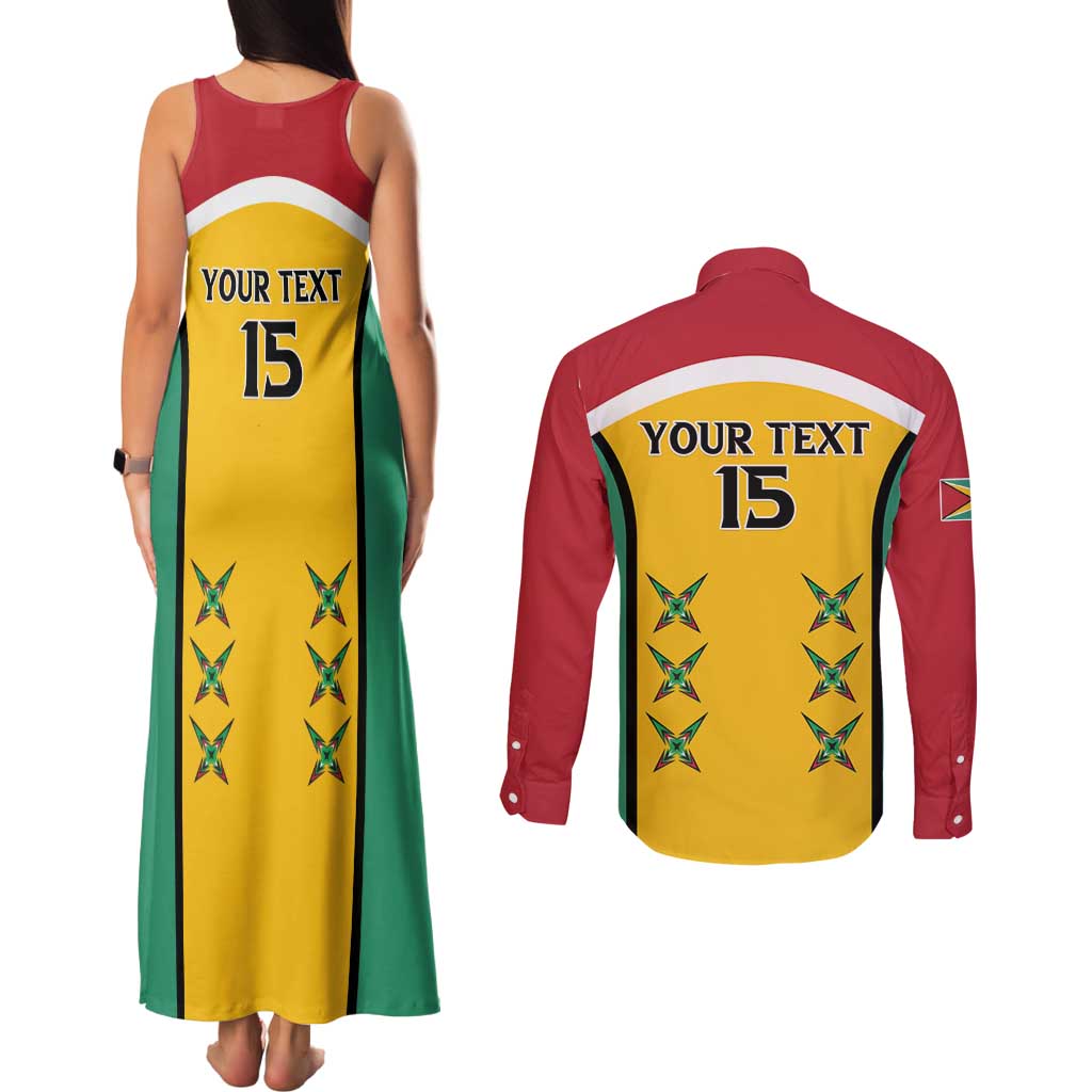 Custom Guyana Cricket Couples Matching Tank Maxi Dress and Long Sleeve Button Shirt Come On Amazon Warriors