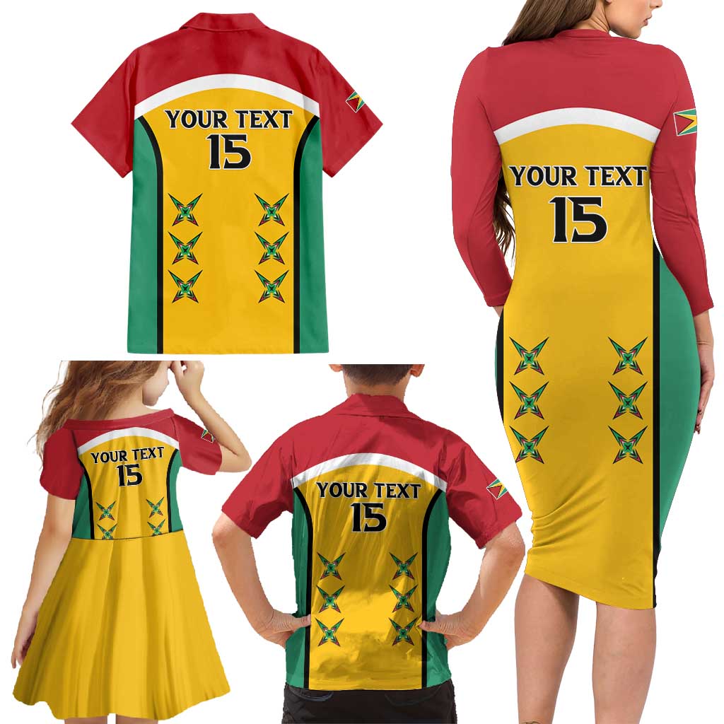 Custom Guyana Cricket Family Matching Long Sleeve Bodycon Dress and Hawaiian Shirt Come On Amazon Warriors