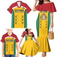 Custom Guyana Cricket Family Matching Mermaid Dress and Hawaiian Shirt Come On Amazon Warriors