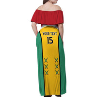 Custom Guyana Cricket Family Matching Off Shoulder Maxi Dress and Hawaiian Shirt Come On Amazon Warriors