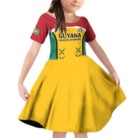 Custom Guyana Cricket Family Matching Off Shoulder Short Dress and Hawaiian Shirt Come On Amazon Warriors