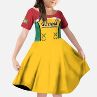 Custom Guyana Cricket Family Matching Short Sleeve Bodycon Dress and Hawaiian Shirt Come On Amazon Warriors
