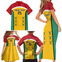Custom Guyana Cricket Family Matching Short Sleeve Bodycon Dress and Hawaiian Shirt Come On Amazon Warriors