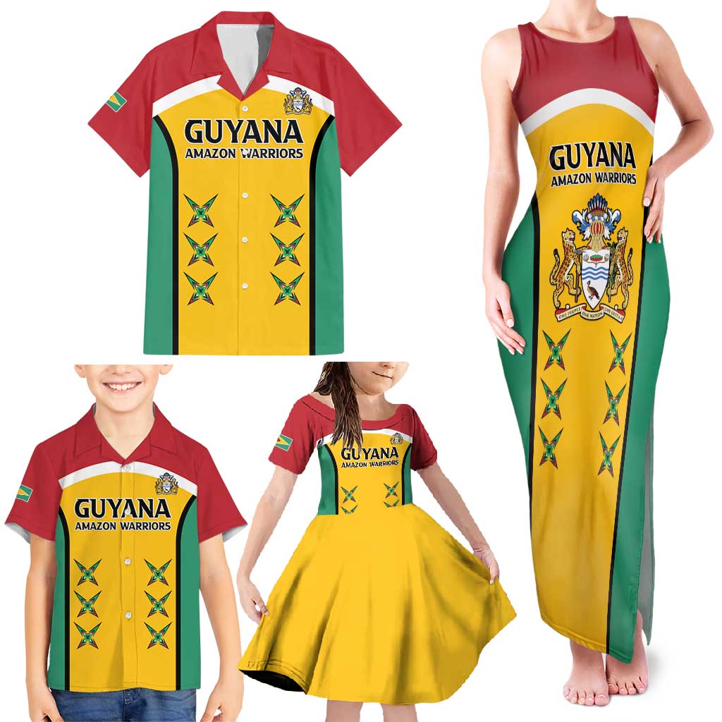 Custom Guyana Cricket Family Matching Tank Maxi Dress and Hawaiian Shirt Come On Amazon Warriors