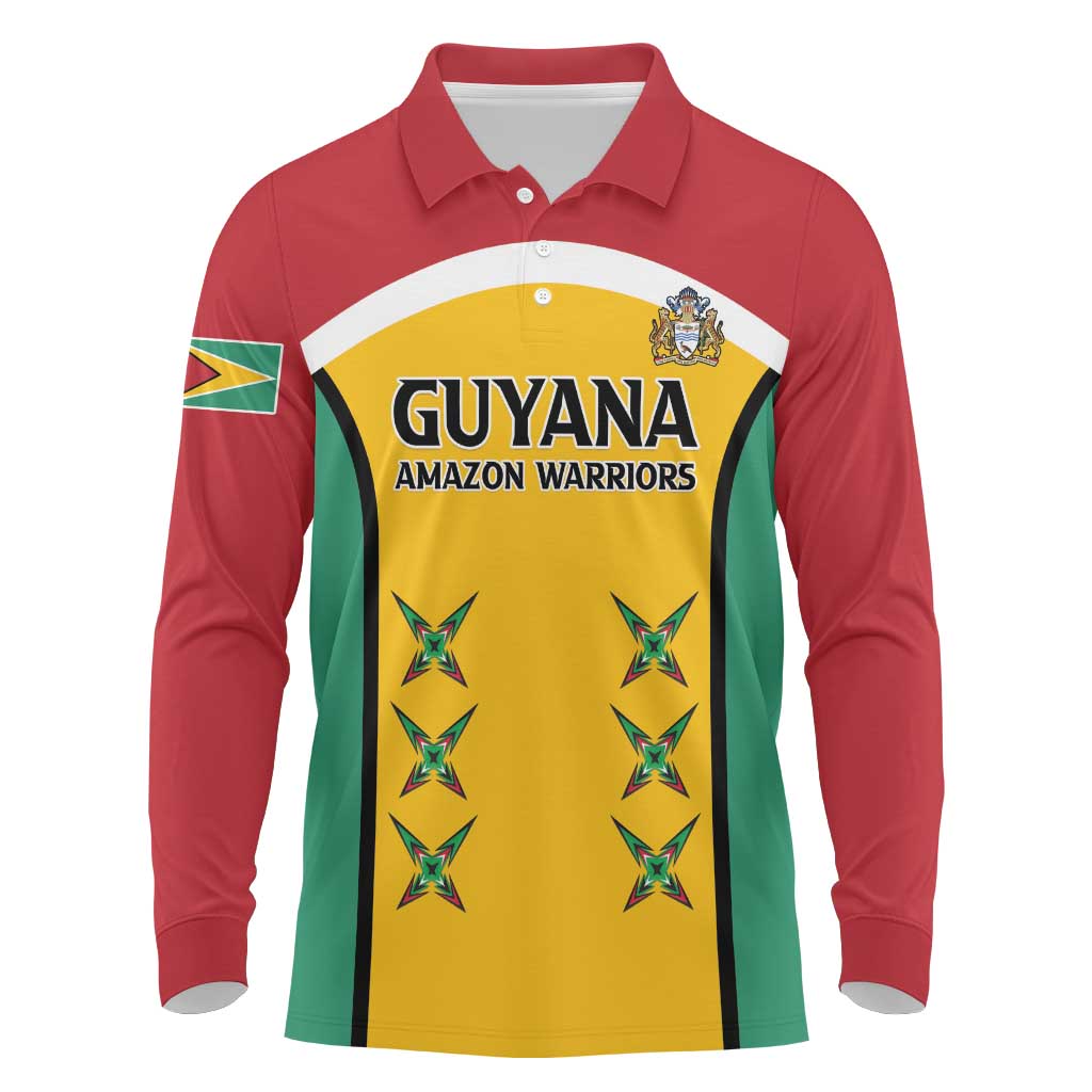 Custom Guyana Cricket Long Sleeve Polo Shirt Come On Amazon Warriors