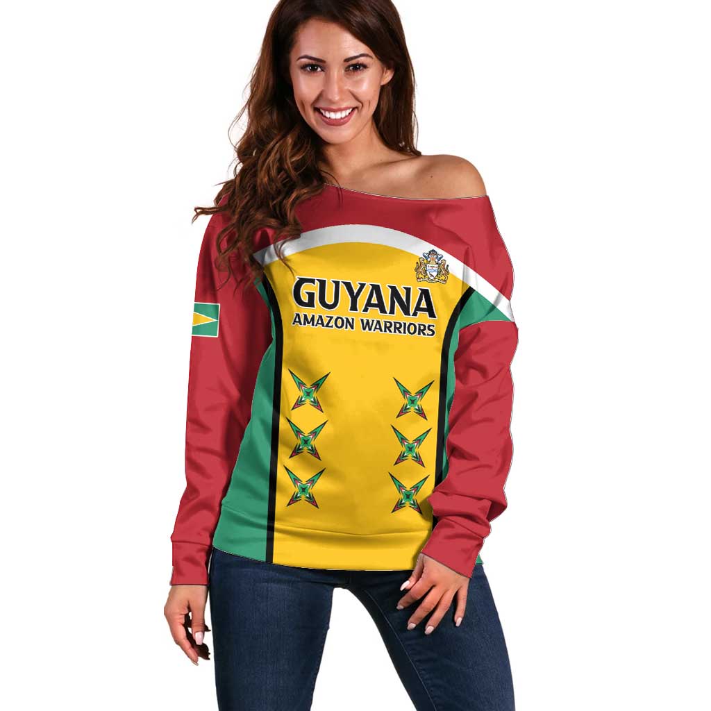Custom Guyana Cricket Off Shoulder Sweater Come On Amazon Warriors