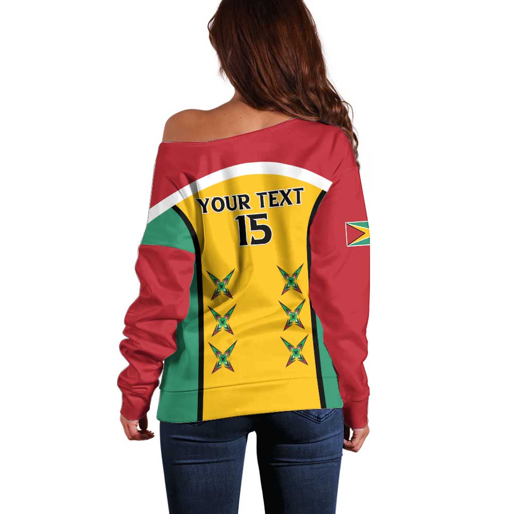 Custom Guyana Cricket Off Shoulder Sweater Come On Amazon Warriors