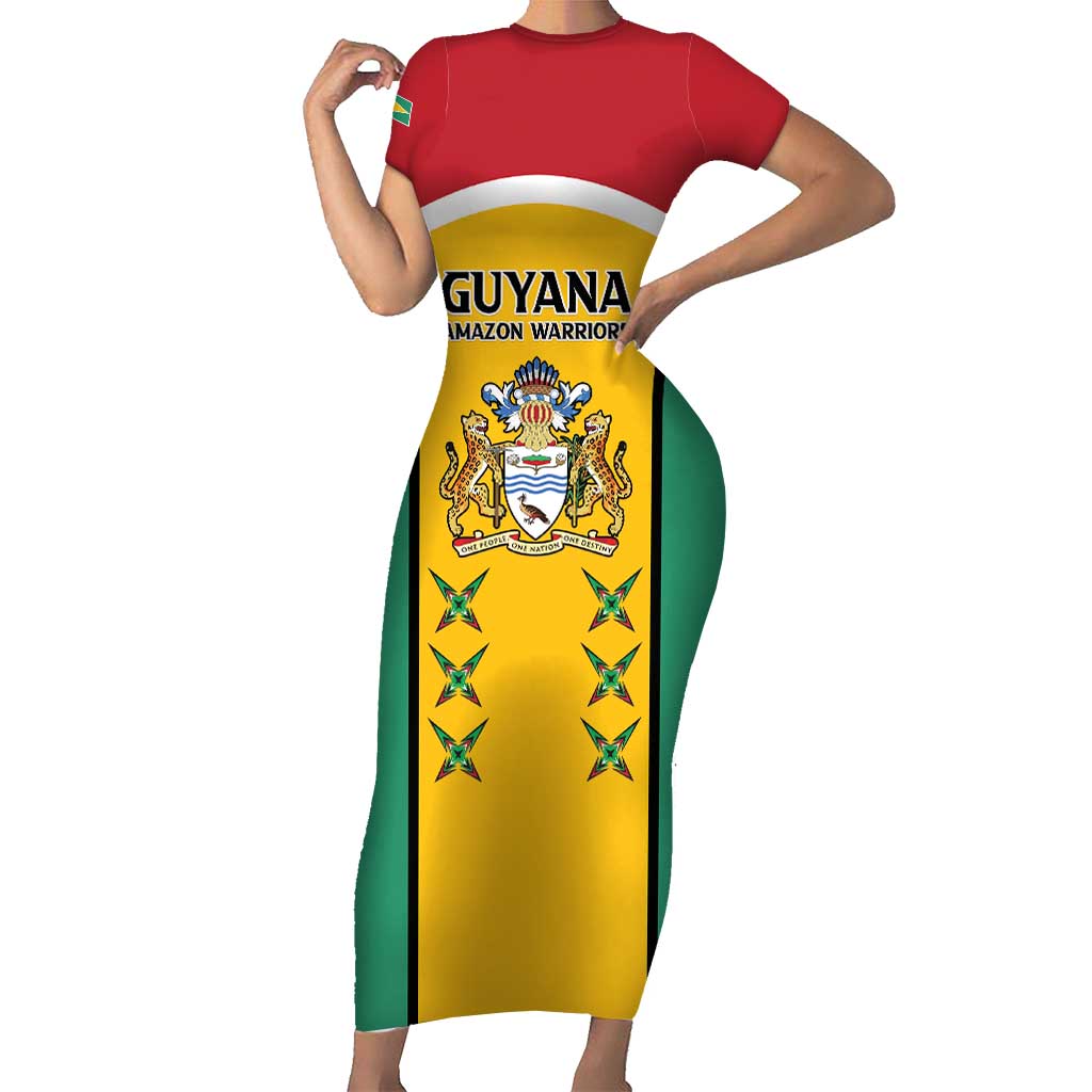 Custom Guyana Cricket Short Sleeve Bodycon Dress Come On Amazon Warriors