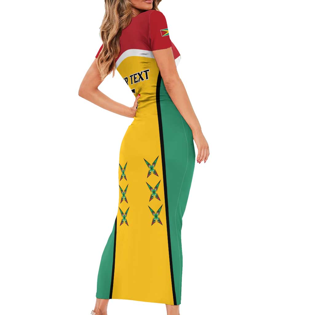 Custom Guyana Cricket Short Sleeve Bodycon Dress Come On Amazon Warriors