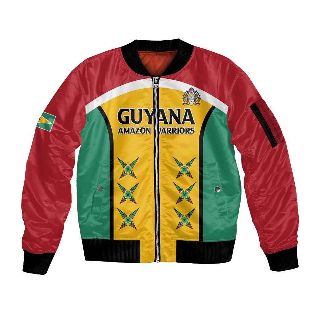 Custom Guyana Cricket Sleeve Zip Bomber Jacket Come On Amazon Warriors