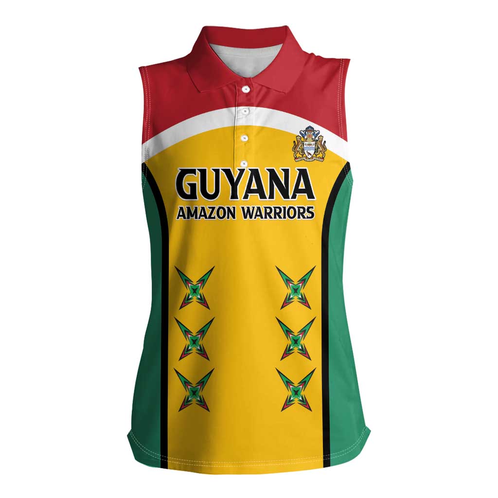 Custom Guyana Cricket Women Sleeveless Polo Shirt Come On Amazon Warriors