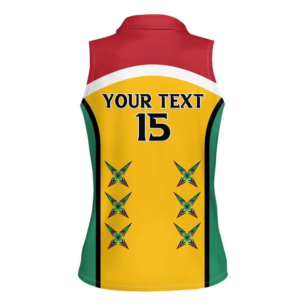 Custom Guyana Cricket Women Sleeveless Polo Shirt Come On Amazon Warriors