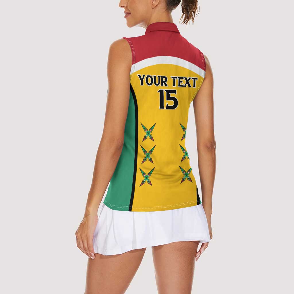 Custom Guyana Cricket Women Sleeveless Polo Shirt Come On Amazon Warriors