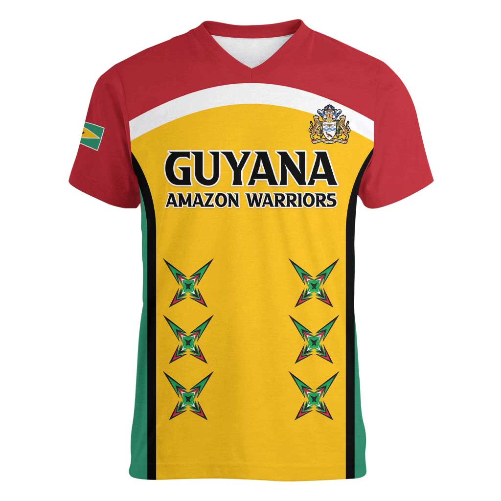 Custom Guyana Cricket Women V-Neck T-Shirt Come On Amazon Warriors