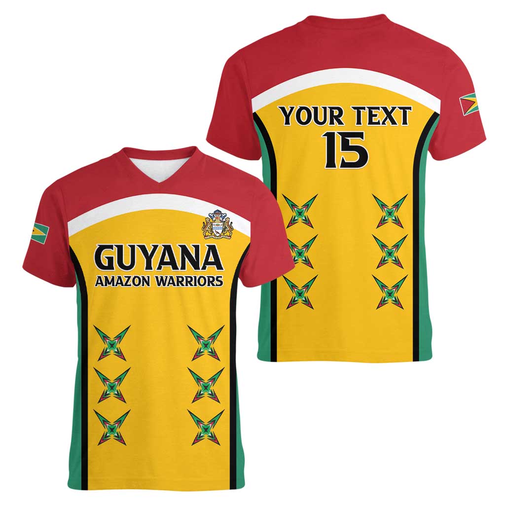 Custom Guyana Cricket Women V-Neck T-Shirt Come On Amazon Warriors