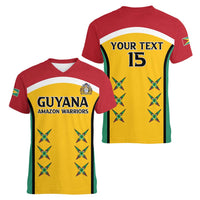 Custom Guyana Cricket Women V-Neck T-Shirt Come On Amazon Warriors