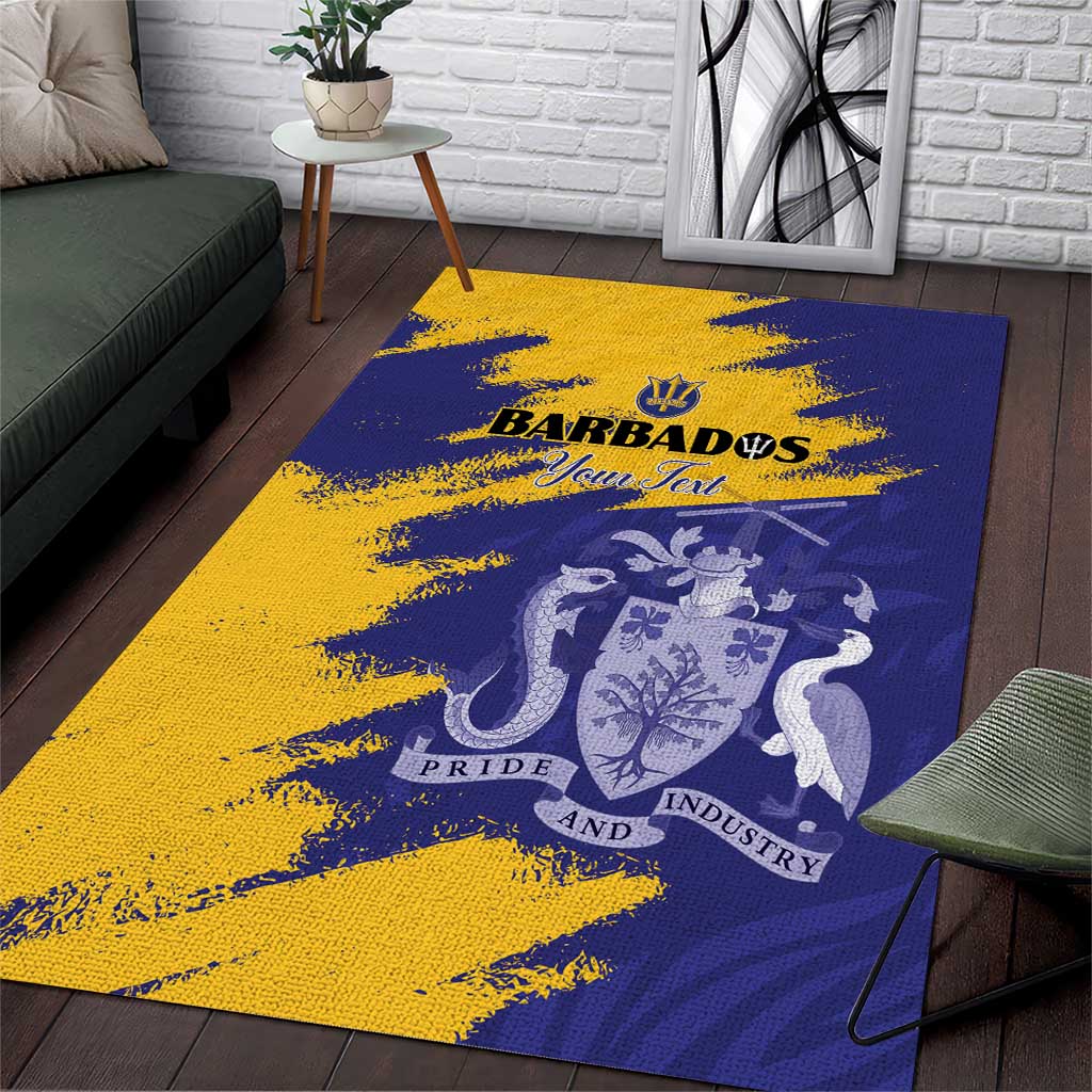 Custom Barbados Royals Cricket Area Rug Coat Of Arms Flag Style