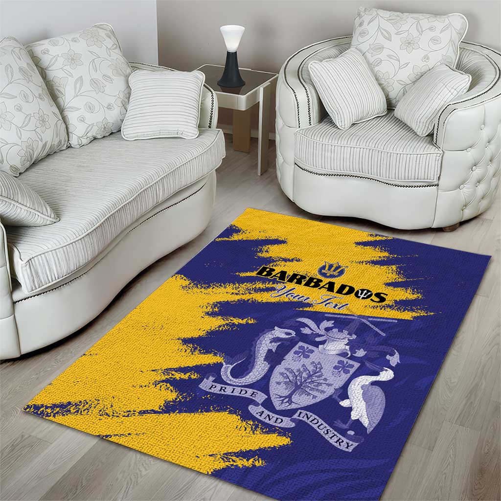 Custom Barbados Royals Cricket Area Rug Coat Of Arms Flag Style