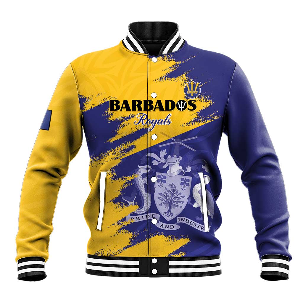 Custom Barbados Royals Cricket Baseball Jacket Coat Of Arms Flag Style