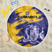 Custom Barbados Royals Cricket Beach Blanket Coat Of Arms Flag Style