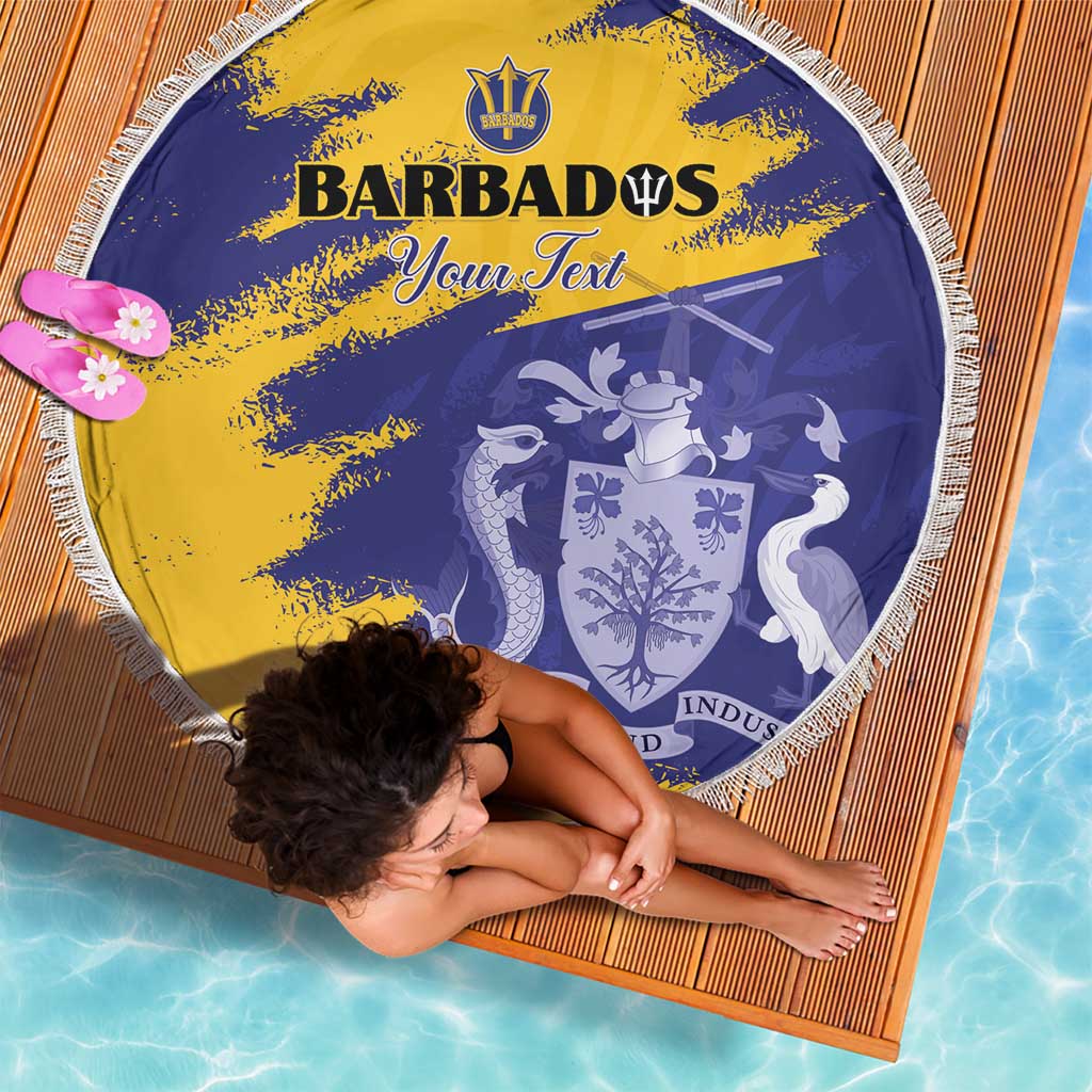 Custom Barbados Royals Cricket Beach Blanket Coat Of Arms Flag Style