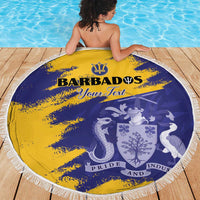 Custom Barbados Royals Cricket Beach Blanket Coat Of Arms Flag Style