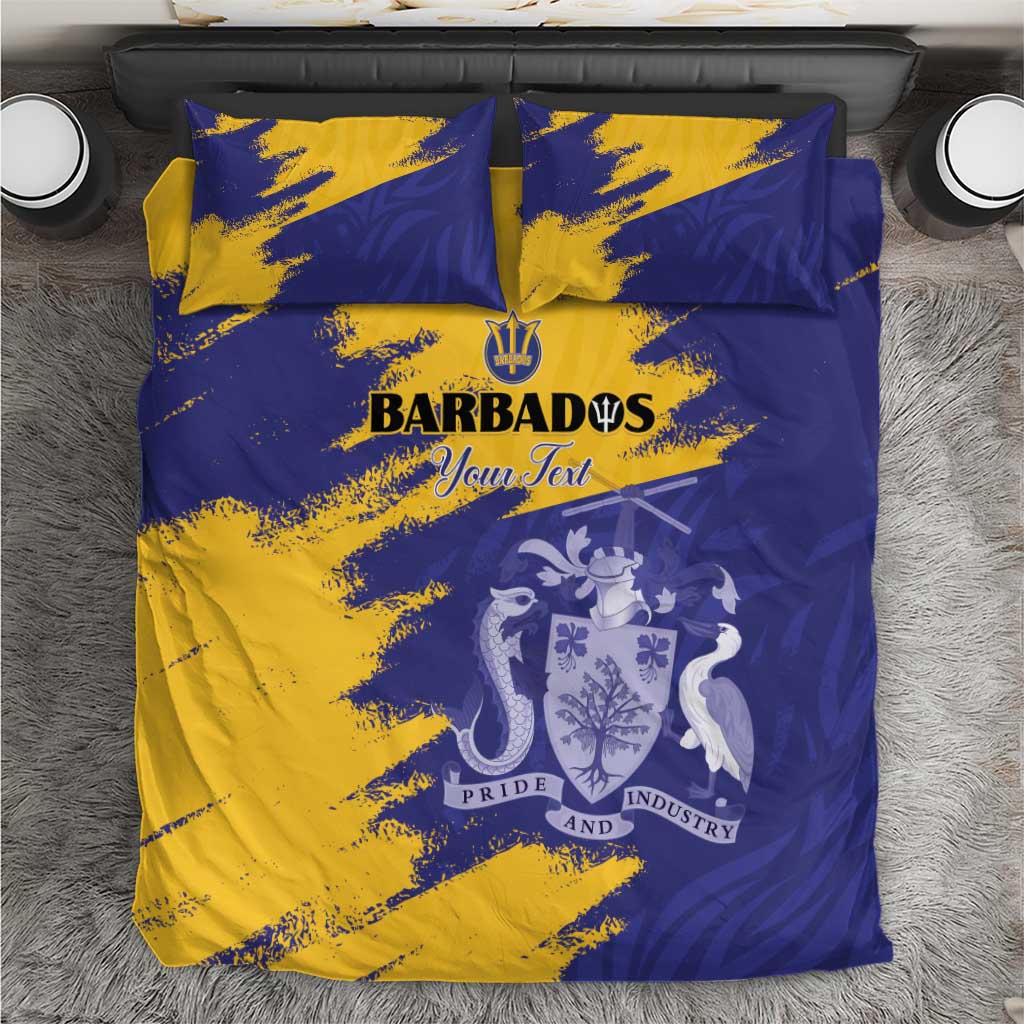 Custom Barbados Royals Cricket Bedding Set Coat Of Arms Flag Style