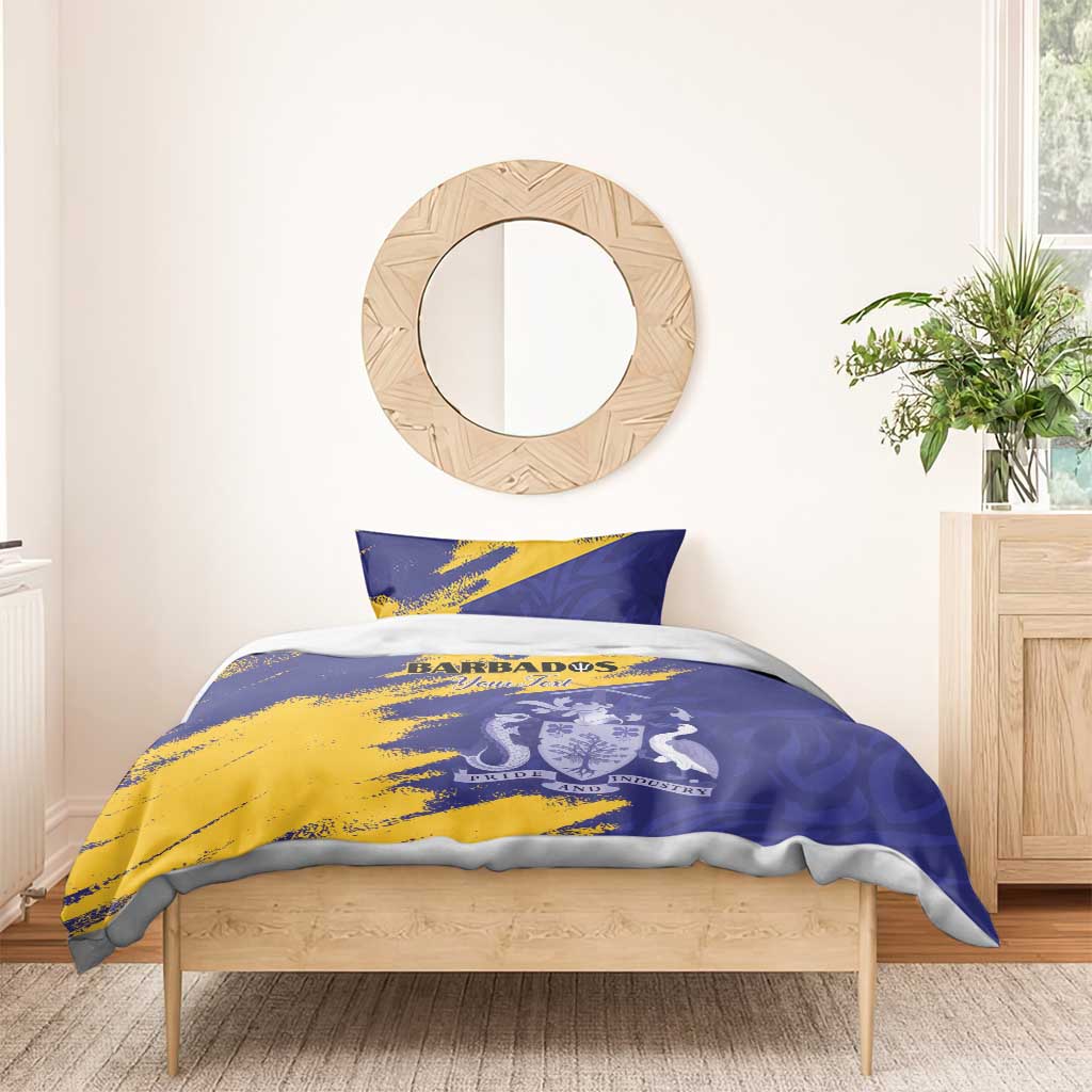 Custom Barbados Royals Cricket Bedding Set Coat Of Arms Flag Style