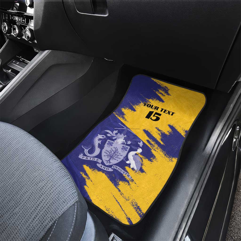 Custom Barbados Royals Cricket Car Mats Coat Of Arms Flag Style