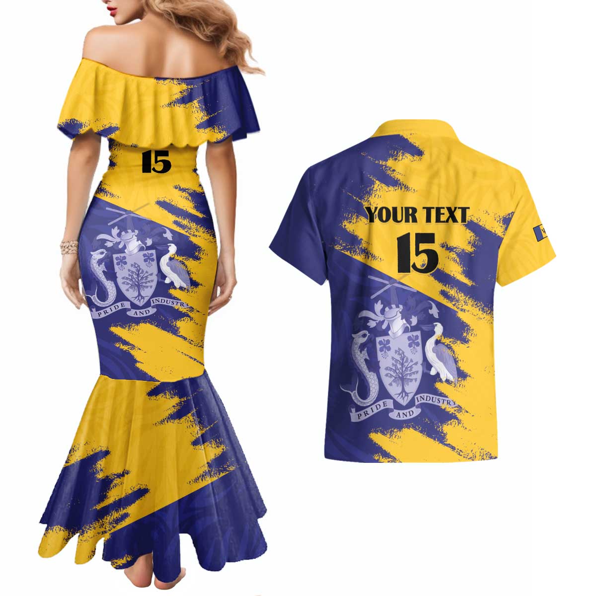 Custom Barbados Royals Cricket Couples Matching Mermaid Dress and Hawaiian Shirt Coat Of Arms Flag Style