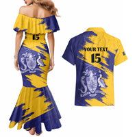 Custom Barbados Royals Cricket Couples Matching Mermaid Dress and Hawaiian Shirt Coat Of Arms Flag Style