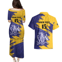 Custom Barbados Royals Cricket Couples Matching Puletasi and Hawaiian Shirt Coat Of Arms Flag Style
