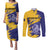 Custom Barbados Royals Cricket Couples Matching Puletasi and Long Sleeve Button Shirt Coat Of Arms Flag Style