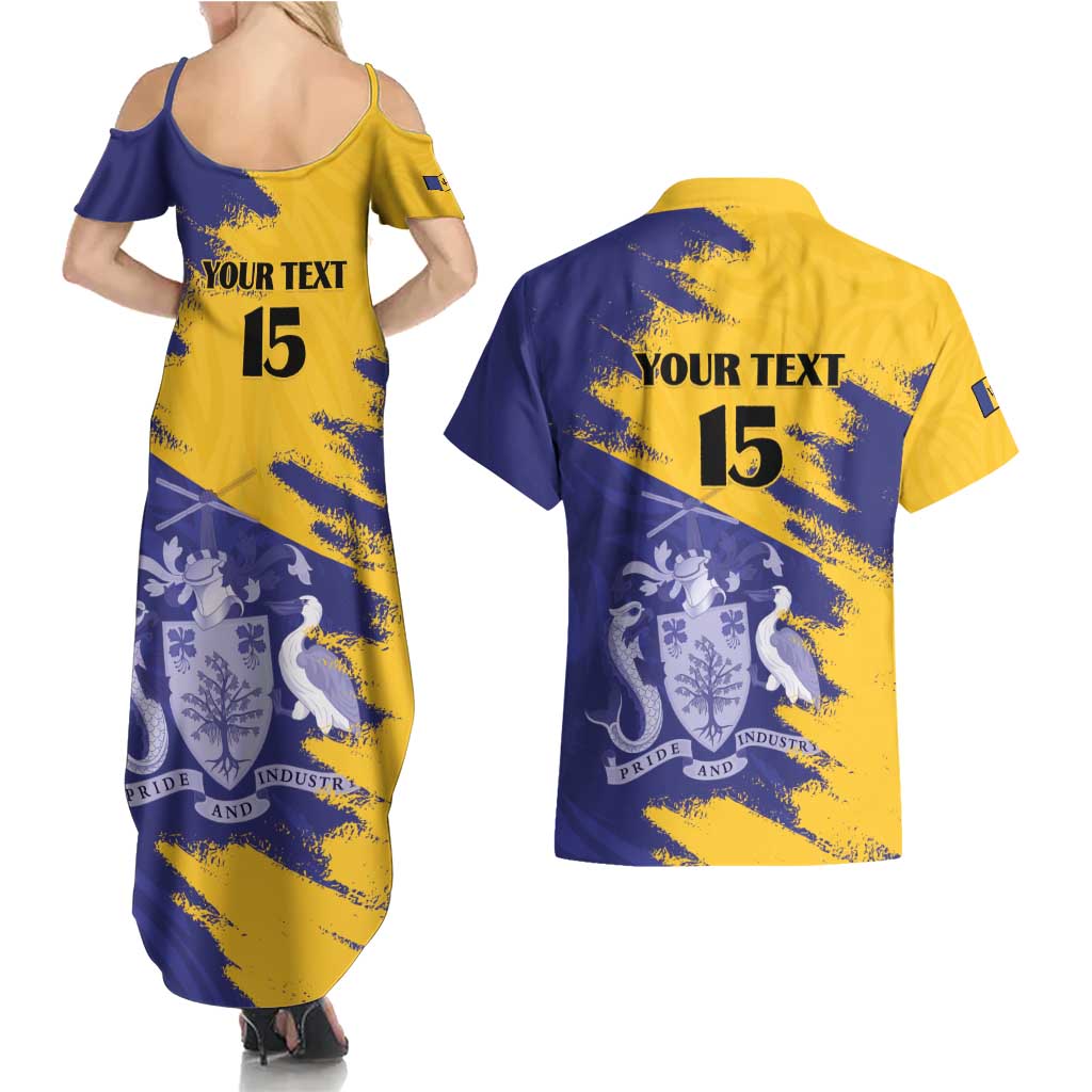 Custom Barbados Royals Cricket Couples Matching Summer Maxi Dress and Hawaiian Shirt Coat Of Arms Flag Style