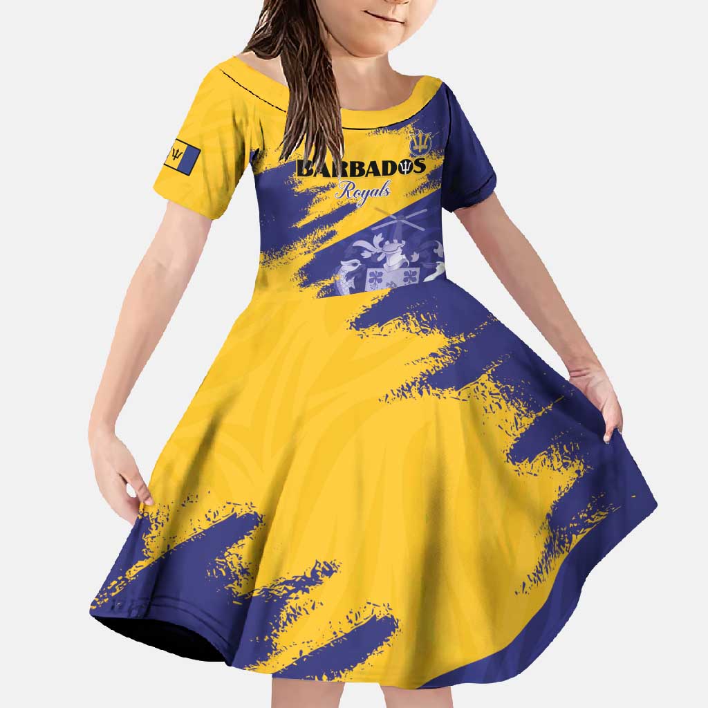 Custom Barbados Royals Cricket Family Matching Long Sleeve Bodycon Dress and Hawaiian Shirt Coat Of Arms Flag Style