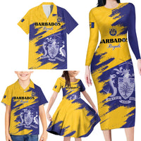 Custom Barbados Royals Cricket Family Matching Long Sleeve Bodycon Dress and Hawaiian Shirt Coat Of Arms Flag Style