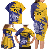 Custom Barbados Royals Cricket Family Matching Long Sleeve Bodycon Dress and Hawaiian Shirt Coat Of Arms Flag Style