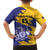Custom Barbados Royals Cricket Family Matching Off The Shoulder Long Sleeve Dress and Hawaiian Shirt Coat Of Arms Flag Style