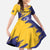 Custom Barbados Royals Cricket Family Matching Off The Shoulder Long Sleeve Dress and Hawaiian Shirt Coat Of Arms Flag Style