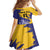 Custom Barbados Royals Cricket Family Matching Off The Shoulder Long Sleeve Dress and Hawaiian Shirt Coat Of Arms Flag Style