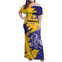 Custom Barbados Royals Cricket Family Matching Off Shoulder Maxi Dress and Hawaiian Shirt Coat Of Arms Flag Style