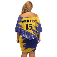 Custom Barbados Royals Cricket Family Matching Off Shoulder Short Dress and Hawaiian Shirt Coat Of Arms Flag Style
