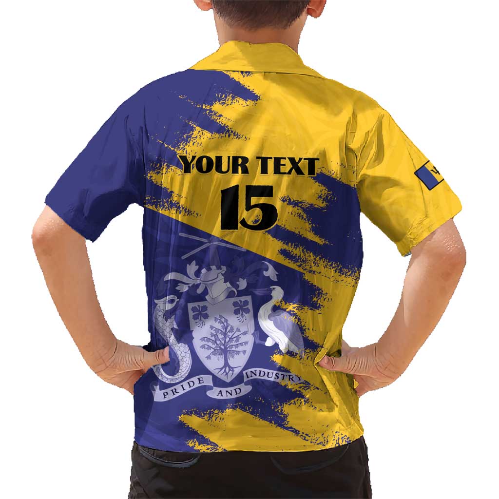 Custom Barbados Royals Cricket Family Matching Short Sleeve Bodycon Dress and Hawaiian Shirt Coat Of Arms Flag Style