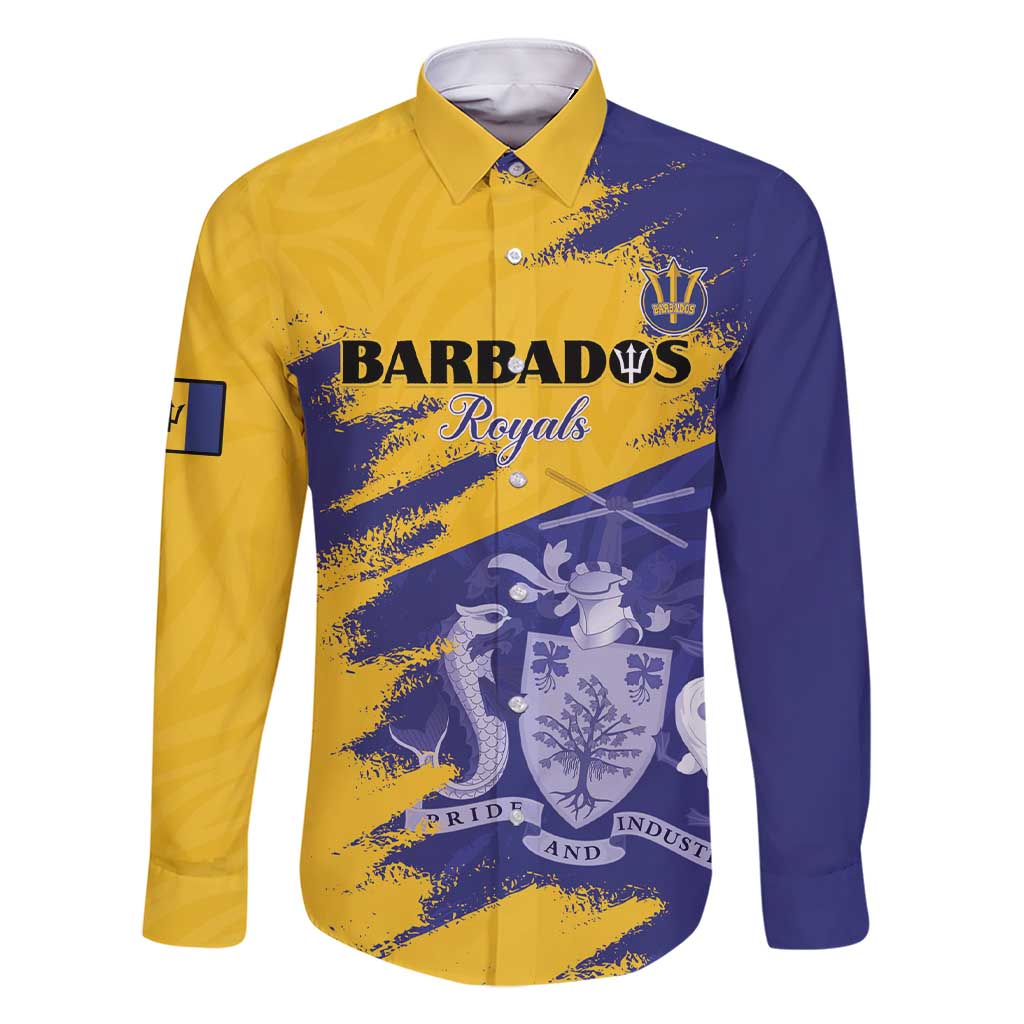 Custom Barbados Royals Cricket Family Matching Short Sleeve Bodycon Dress and Hawaiian Shirt Coat Of Arms Flag Style