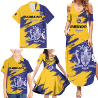 Custom Barbados Royals Cricket Family Matching Summer Maxi Dress and Hawaiian Shirt Coat Of Arms Flag Style