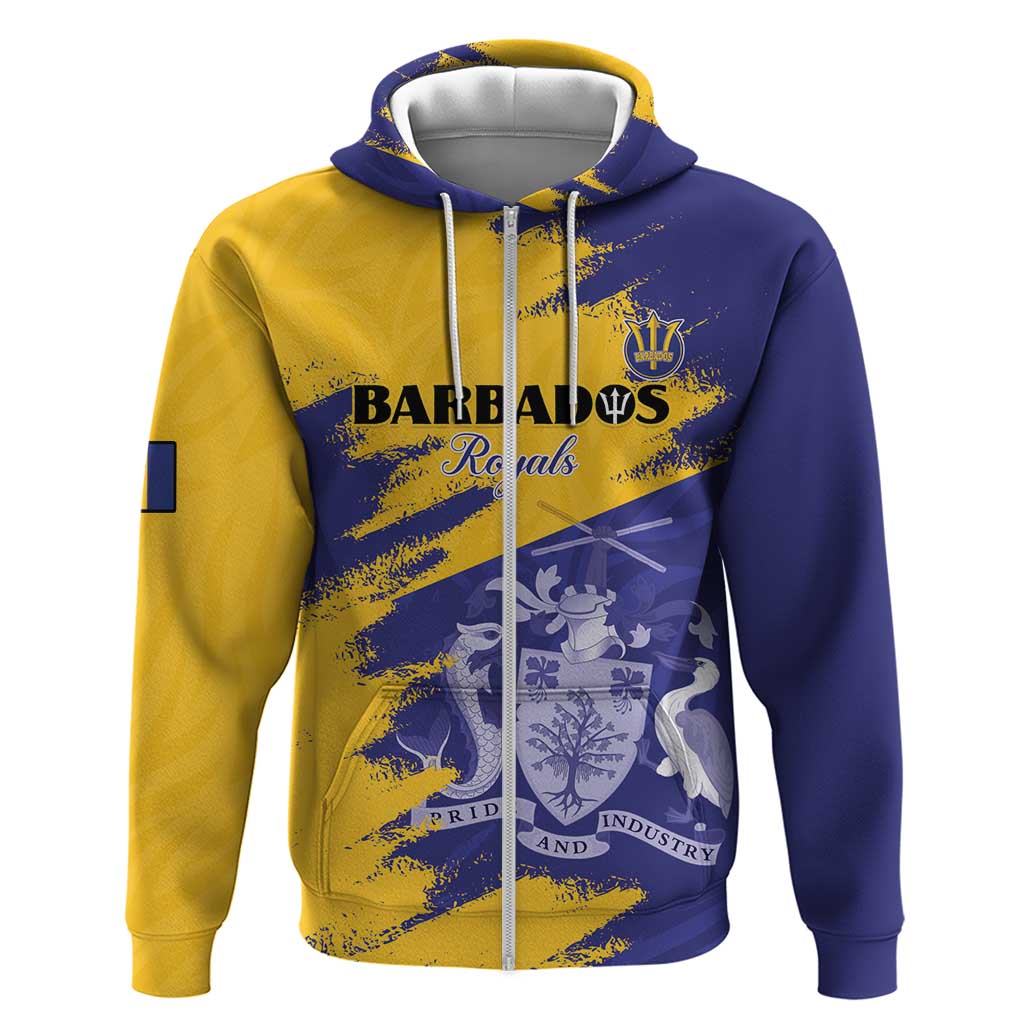 Custom Barbados Royals Cricket Hoodie Coat Of Arms Flag Style