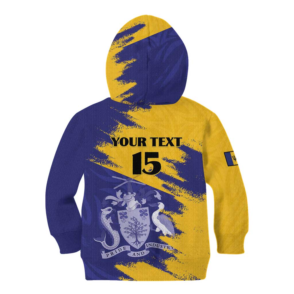 Custom Barbados Royals Cricket Kid Hoodie Coat Of Arms Flag Style