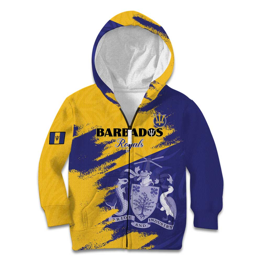 Custom Barbados Royals Cricket Kid Hoodie Coat Of Arms Flag Style