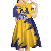 Custom Barbados Royals Cricket Kid Short Sleeve Dress Coat Of Arms Flag Style