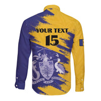 Custom Barbados Royals Cricket Long Sleeve Button Shirt Coat Of Arms Flag Style